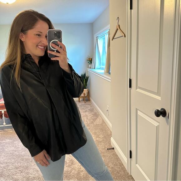 French Connection Faux Leather Top Small - Picture 7 of 9